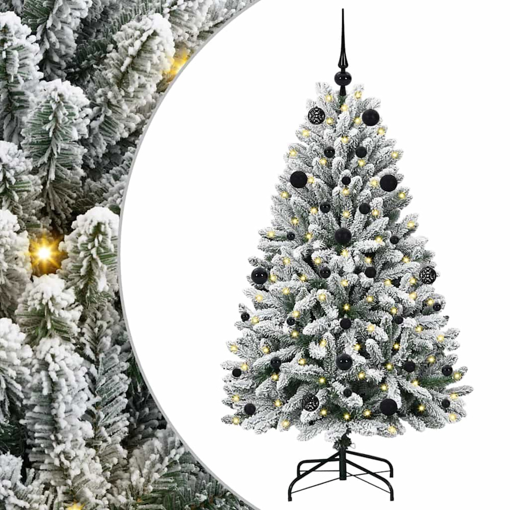 Sapin de noël artificiel vert et blanc 150 cm pvc et métal