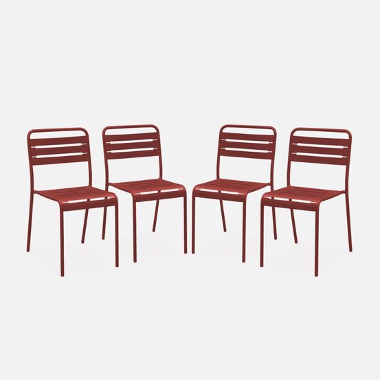 Lot de 4 chaises de jardin acier, amélia, l44 x p52 x h79cm