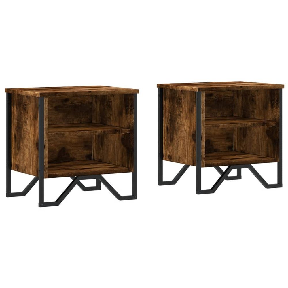 Tables de chevet 2 pcs chêne fumé 40x30x40 cm bois d'ingénierie