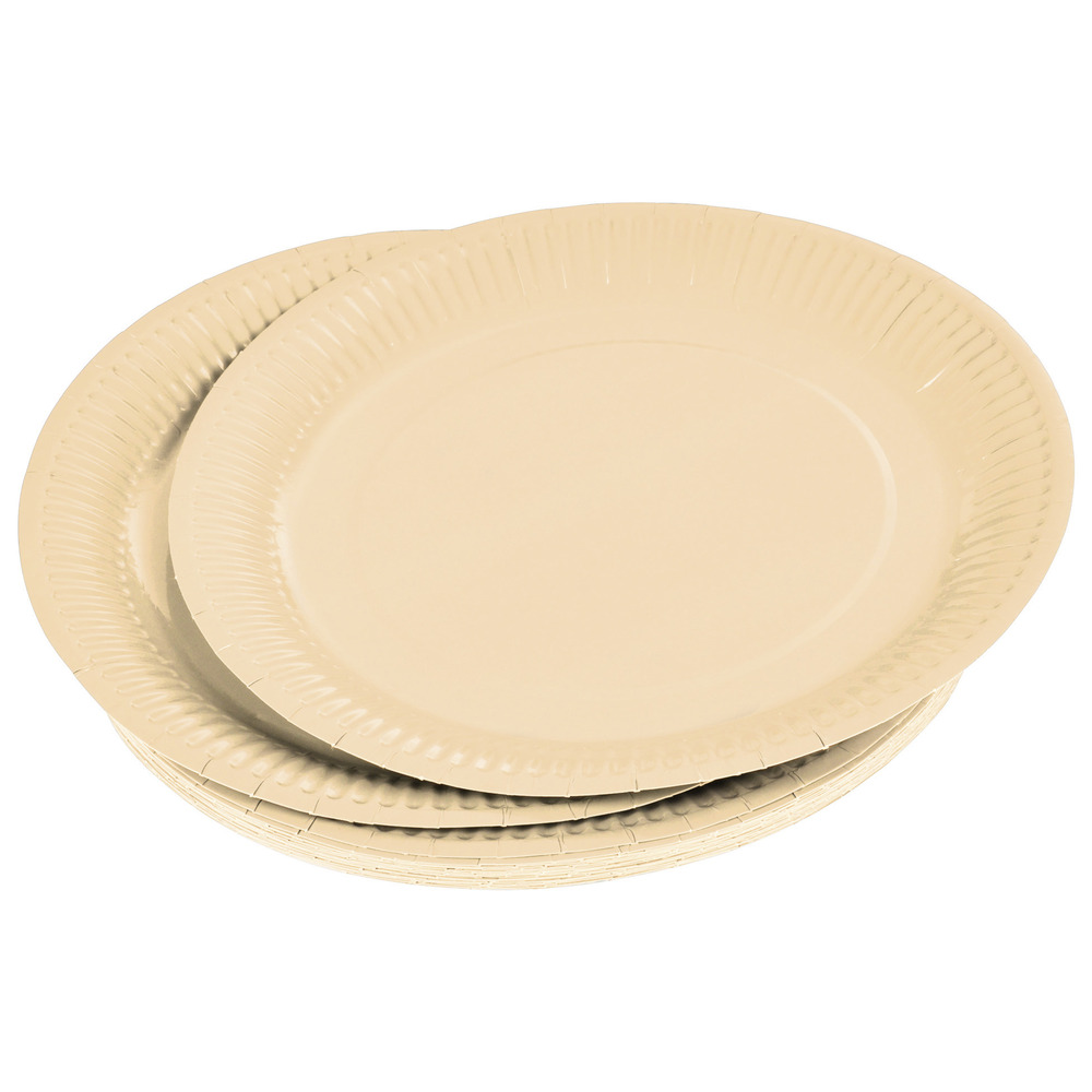 Set de 20 assiettes carton 23 cm unies creme