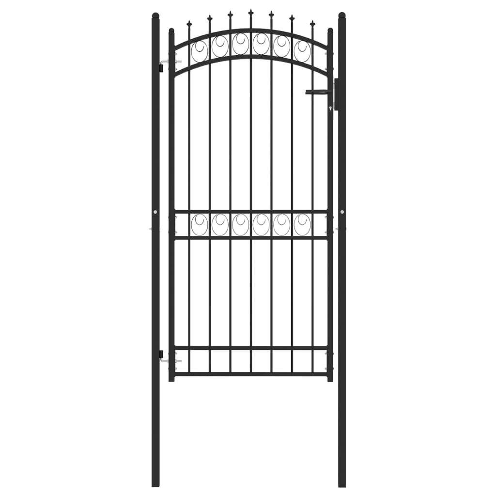 Portail de clôture avec pointes acier 100x200 cm noir