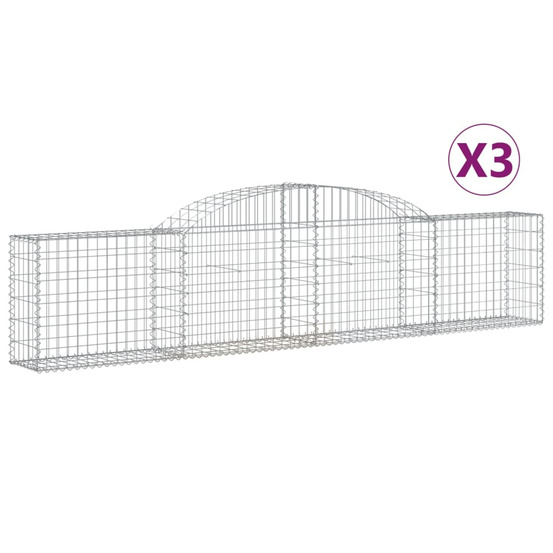 Paniers à gabions arqués 3 pcs 300x30x60/80 cm fer galvanisé