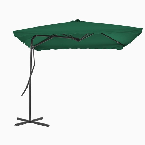 Parasol d'extérieur avec mât en acier 250 x 250 cm vert