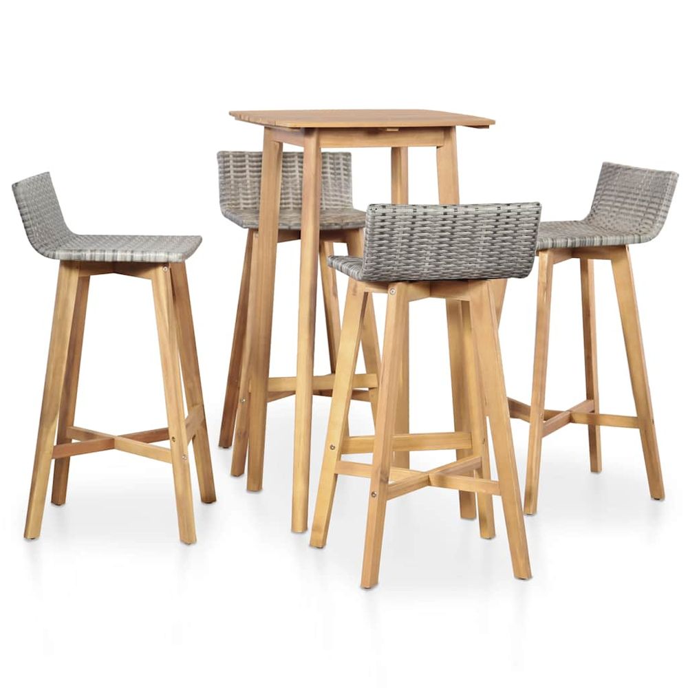 Ensemble à manger d'extérieur 5 pcs bois d'acacia solide