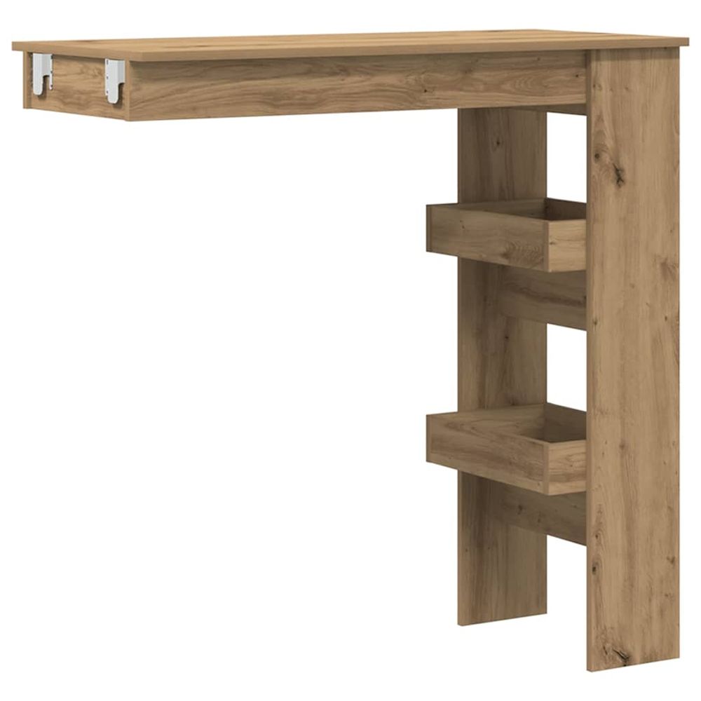 Table de bar murale chêne artisanal bois d'ingénierie