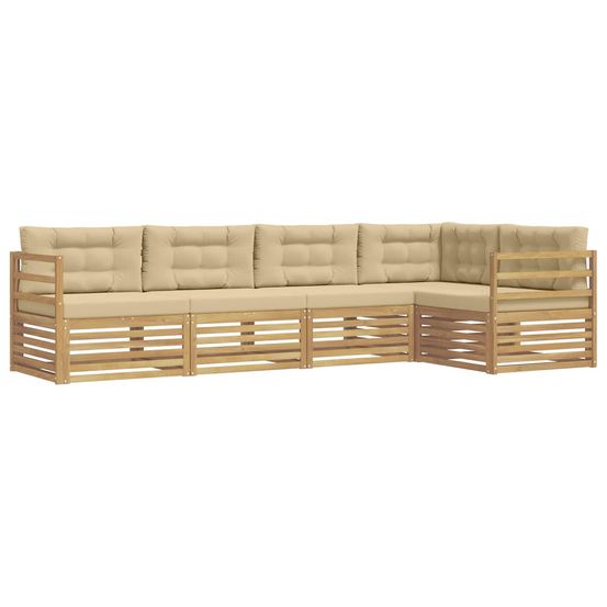 Ensemble de canapés d'extérieur 5 pc blanc et beige polyester