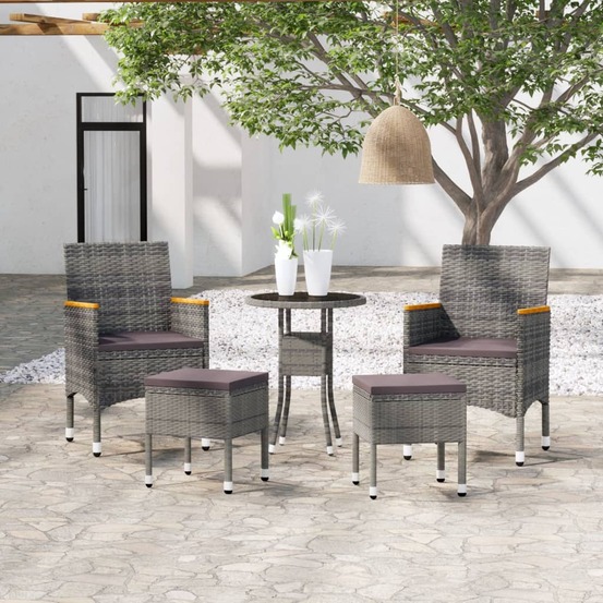Salon de jardin 5 pcs résine tressée gris