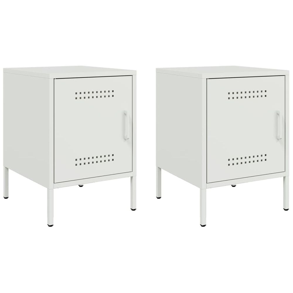Tables de chevet 2 pcs blanc 36x39x50,5 cm acier