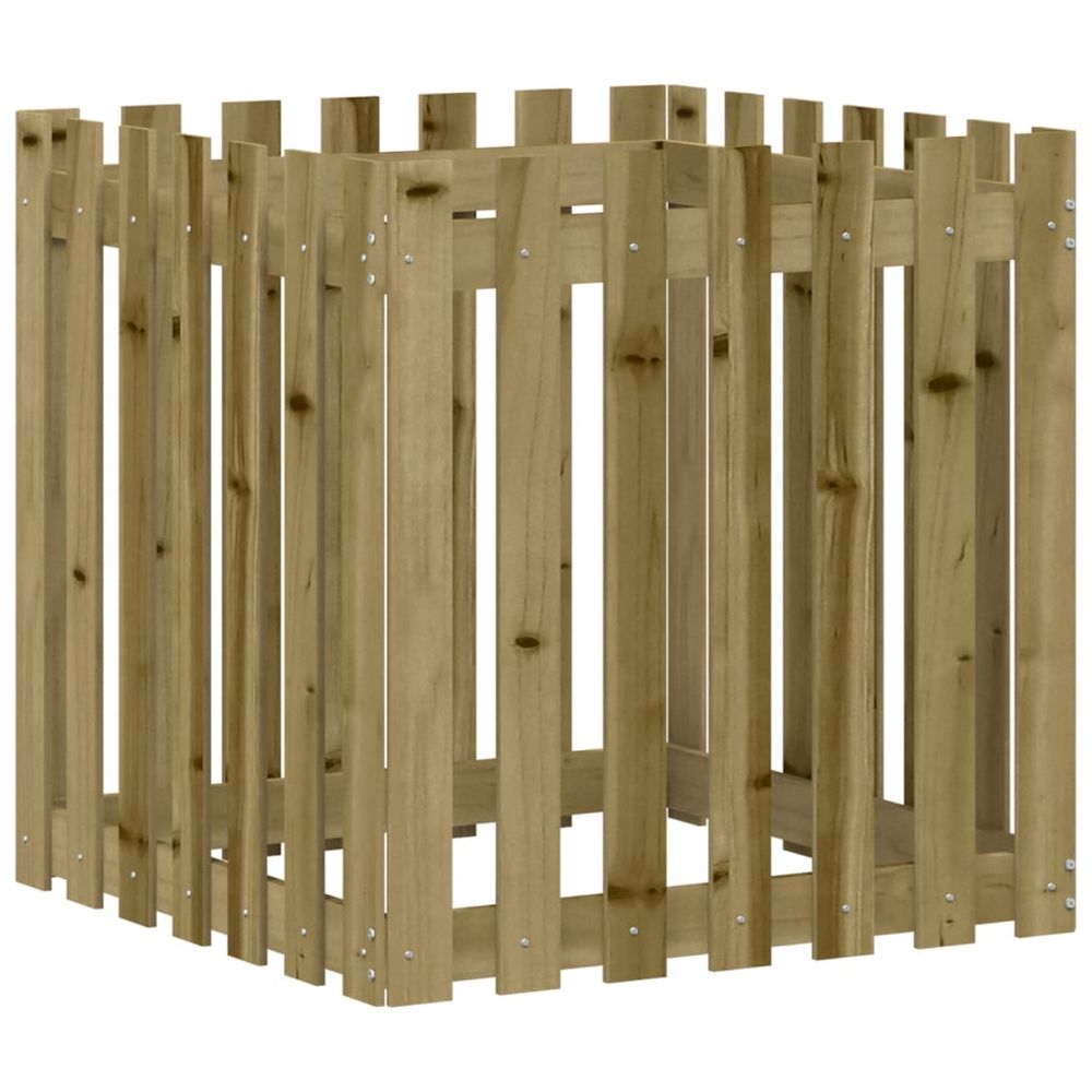 Jardinière d'extérieur avec design de clôture 70x70x70 cm pin imprégné