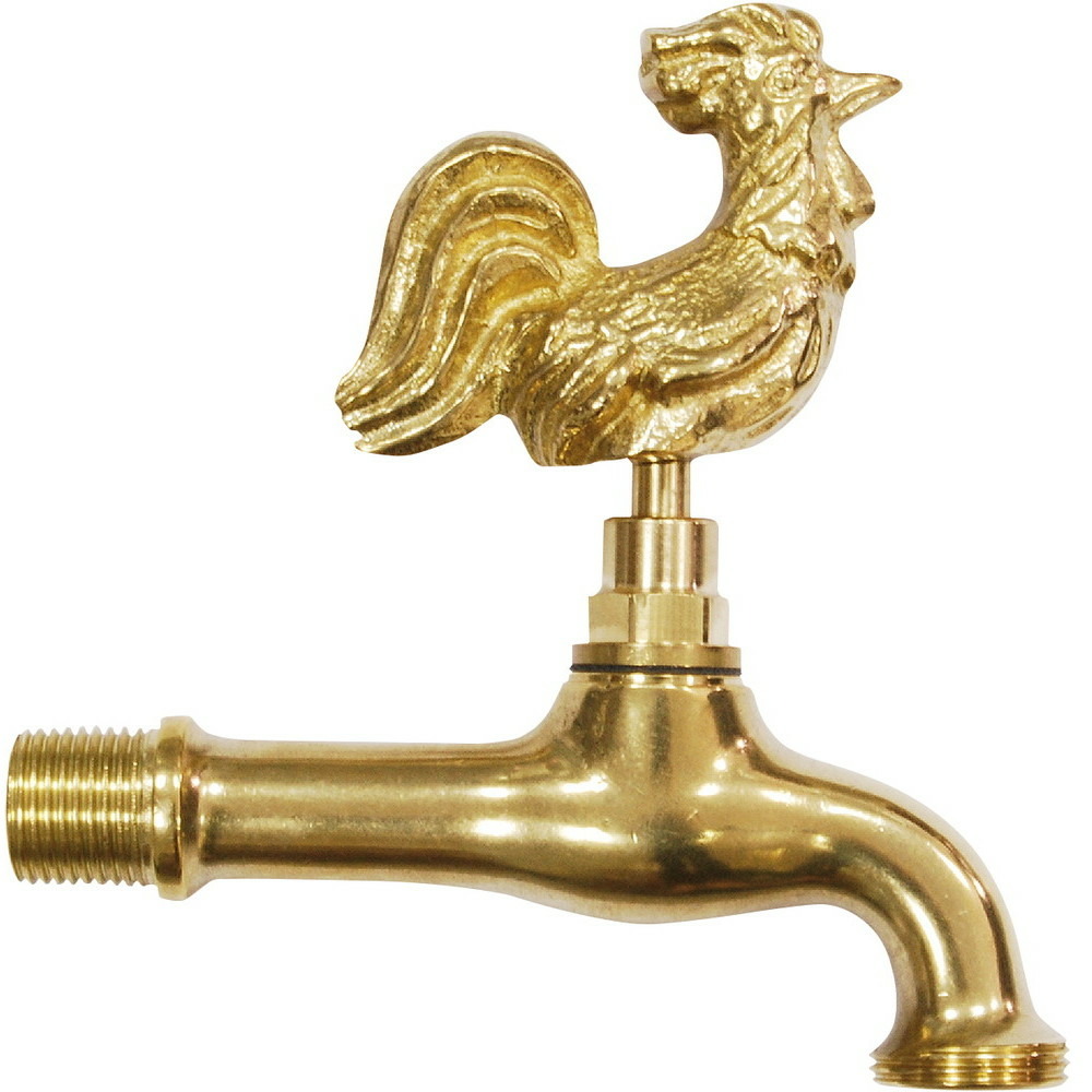 Robinet de jardin animal coq entrée mâle 15x21, m20x27 livré avec rosace