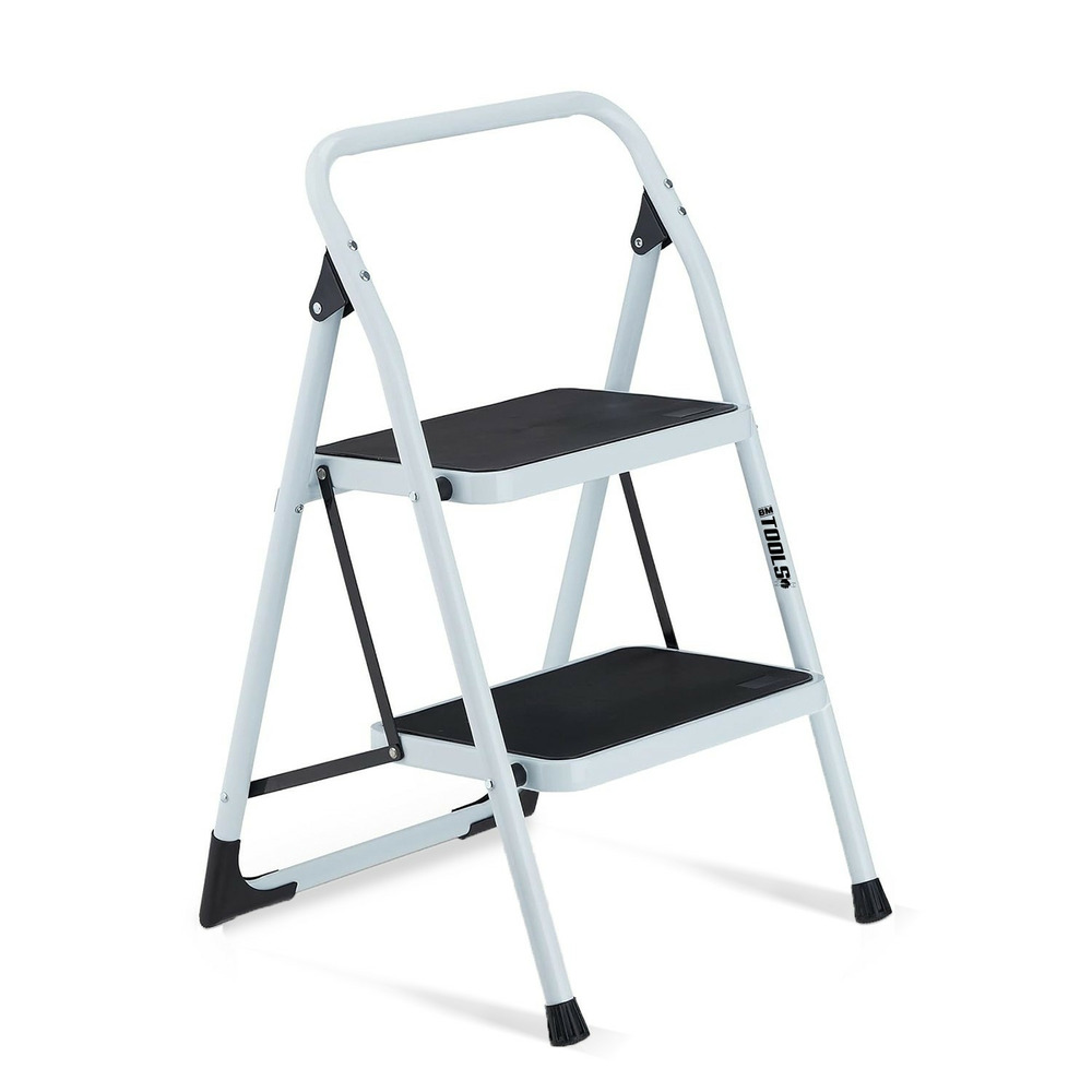 Escabeau 2 marches bm tools bmt-esc2-acc, haut. De travail 47 cm, se range facilement, marches anti-dérapantes, robuste,durable