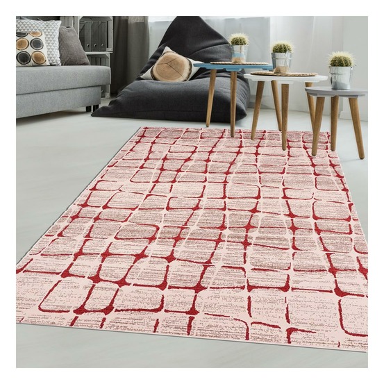 Tapis chambre 60x110 tissé beige rectangle motif géométrique lyn49 sofia