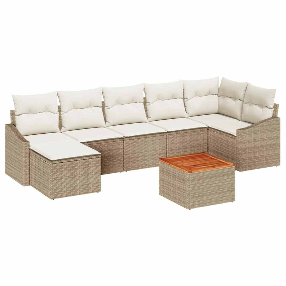 Ensemble de canapé de jardin 8 pcs beige et blanc