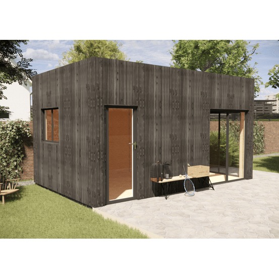 Studio de jardin bien isolé en bois 5,5 x 3,5 x 3,2 m / isolation re2020 avec plancher isolé