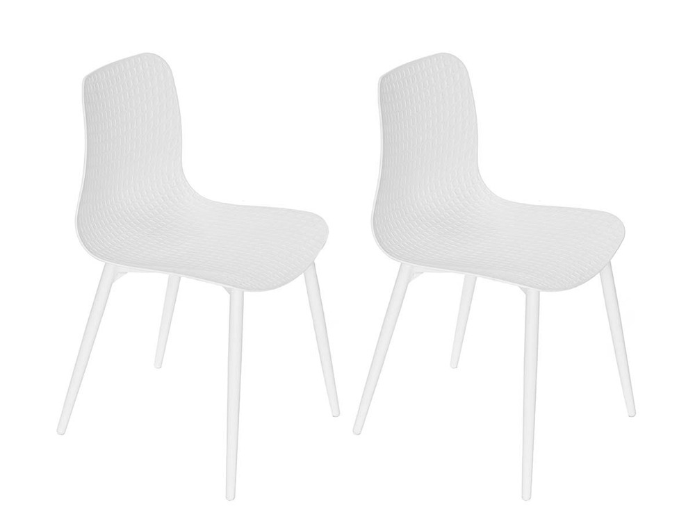 Lot de 2 chaises de jardin en aluminium et résine blanc corfou