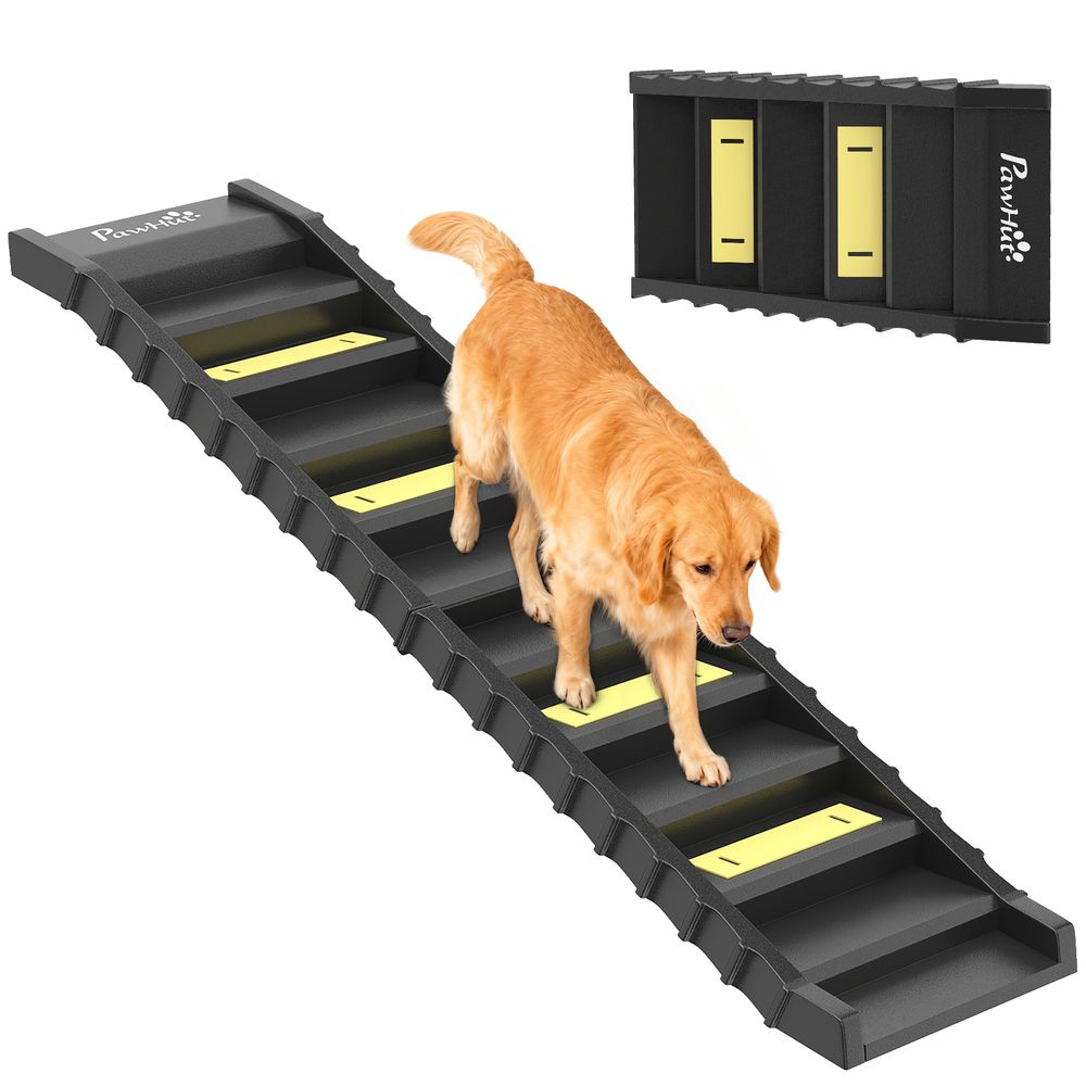 Rampe escalier pour chien pliable accès voiture 10 marches antidérapantes charge 68 kg noir