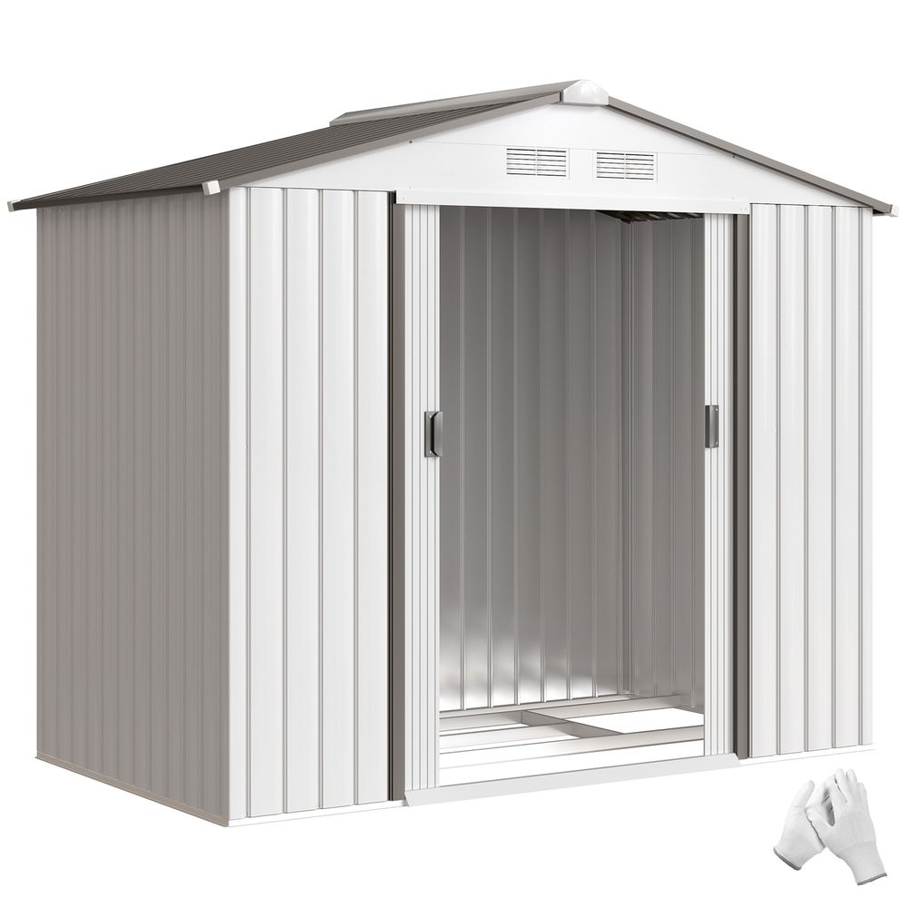 Cabanon de jardin acier galvanisé extérieur rangement matériel 213x130x185cm blanc - comfortxl outdoor living
