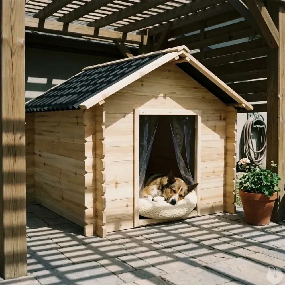 Niche en bois d'épicéa chalet madrier - taille m - toit pvc