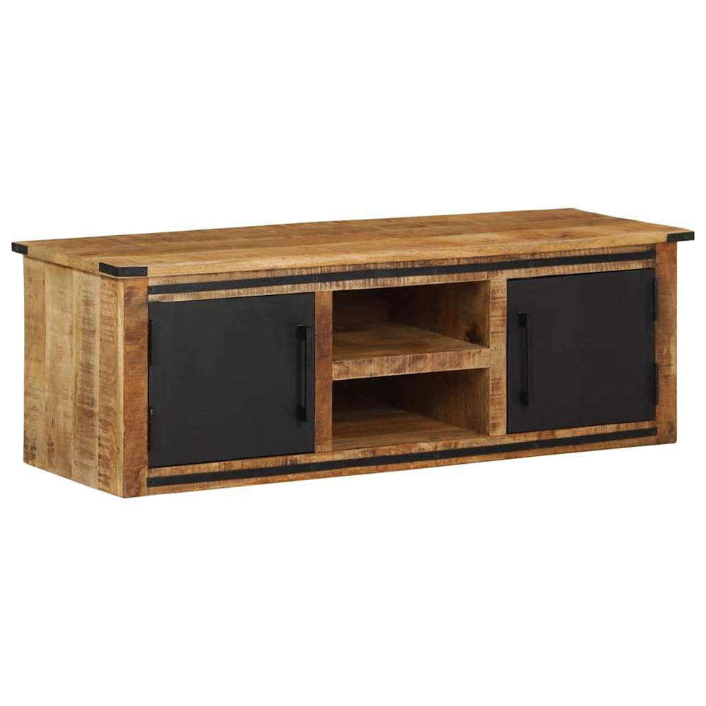 Meuble tv avec portes 105x35x36 cm bois massif de manguier