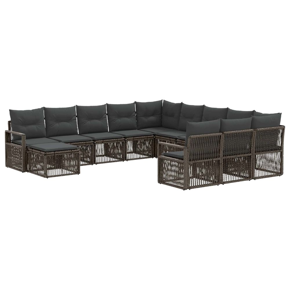 Ensemble de canapé de jardin 12 pc gris polyrotin