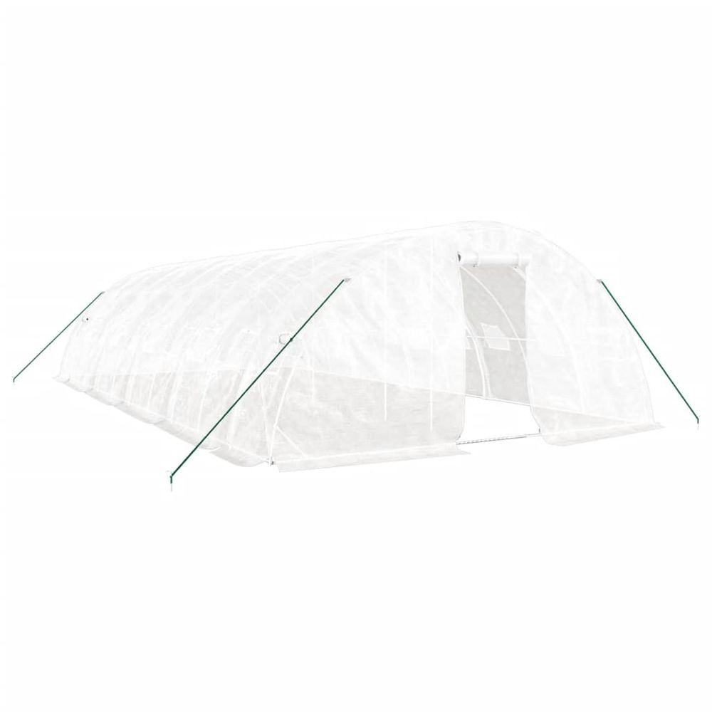 Serre avec cadre en acier blanc 50 m² 10x5x2,3 m