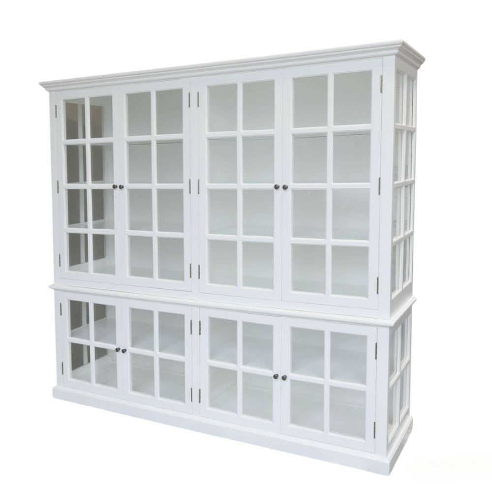 Meuble armoire vitrine en bois blanc et verre 220 x 55 x 195 cm