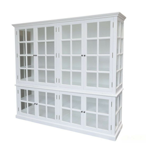 Meuble armoire vitrine en bois blanc et verre 220 x 55 x 195 cm