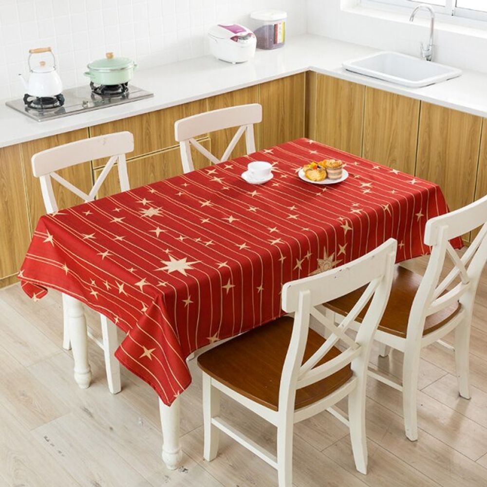 Nappe de noël rouge étoilée - 140x200 cm