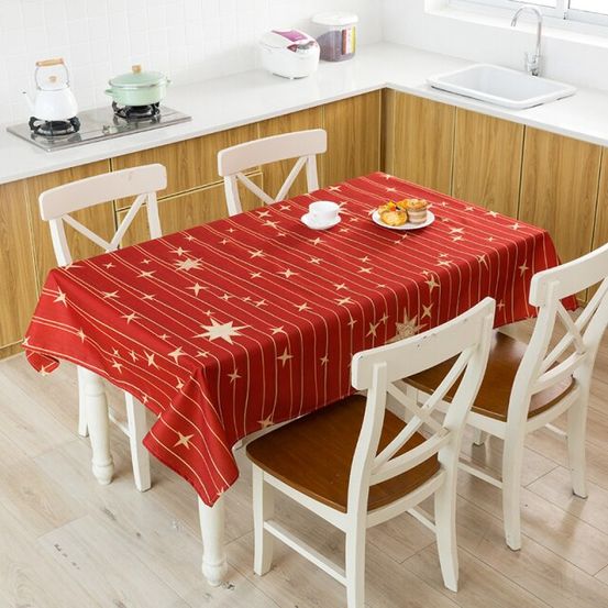Nappe de noël rouge étoilée - 140x200 cm