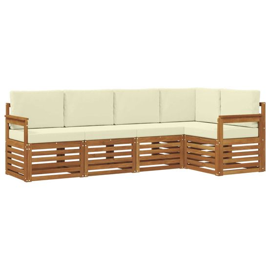 Ensemble de canapés d'extérieur 5 pc naturel et crème polyester