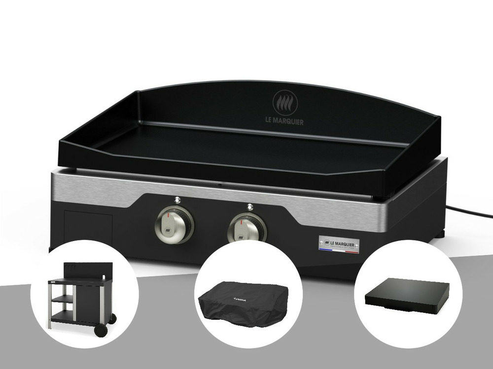 Plancha électrique allure 260 duo 60 x 40 cm + desserte + couvercle + housse