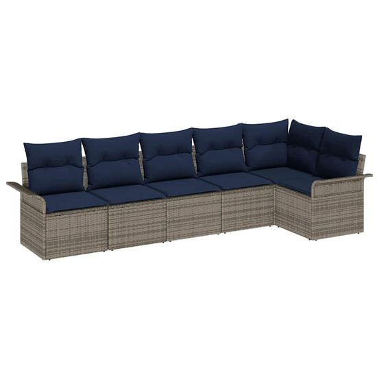 Ensemble de canapé de jardin 6 pc gris polyrotin