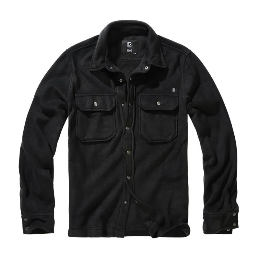 Chemise polaire homme jeff brandit® noire - manches longues