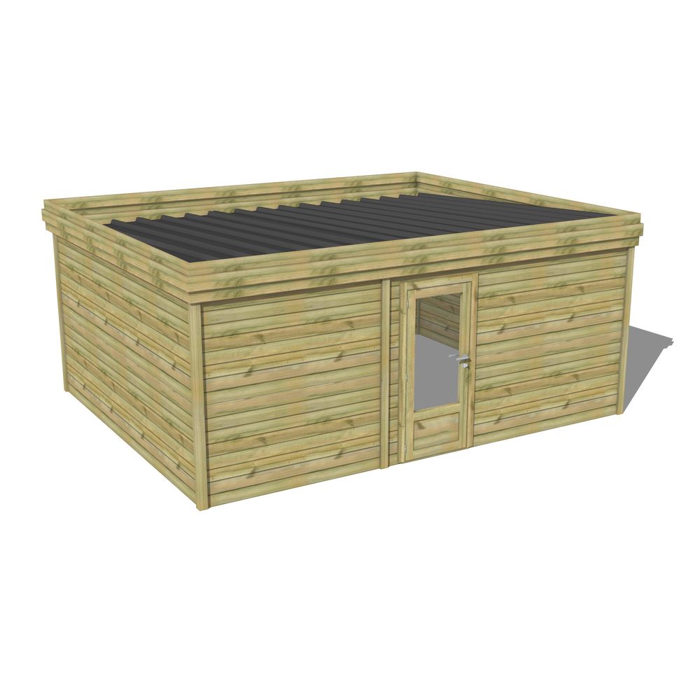Abri de jardin bois pin traité autoclave 27mm - 5,495x4,34m / 24m2 - bac acier - abri français