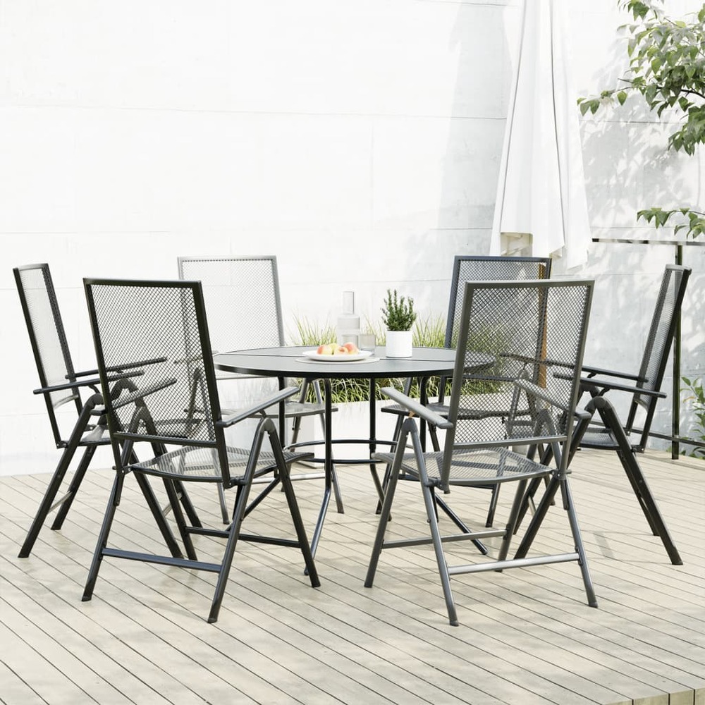 Ensemble de chaises de jardin inclinables 7 pcs anthracite