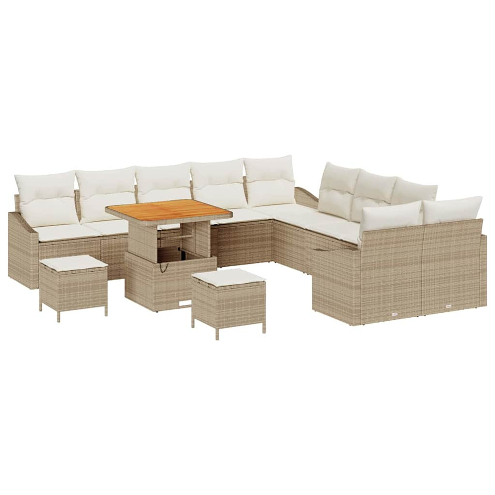 Ensemble de canapé de jardin avec coussin 13 pcs beige et crème