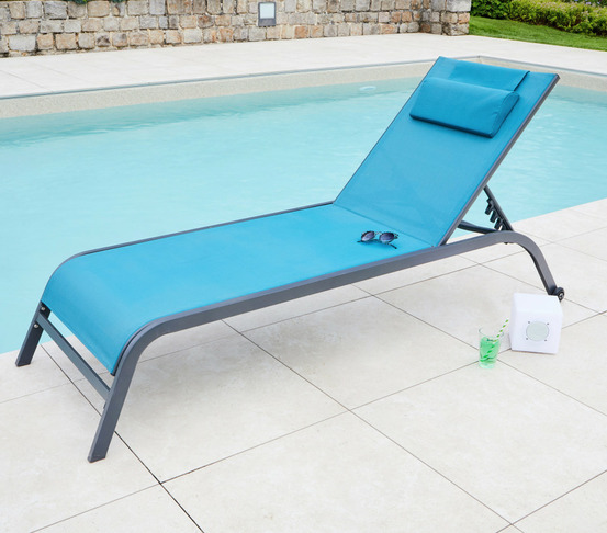 Transat de jardin en acier - bleu canard - gozo