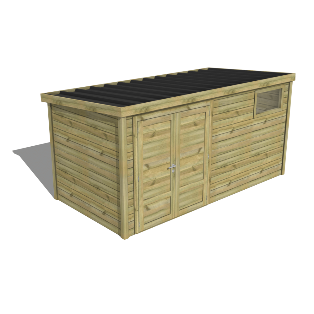 Abri de jardin bois pin traité autoclave 27mm - essentiel - 4,34x2,14m / 9m2 - bac acier - abri français