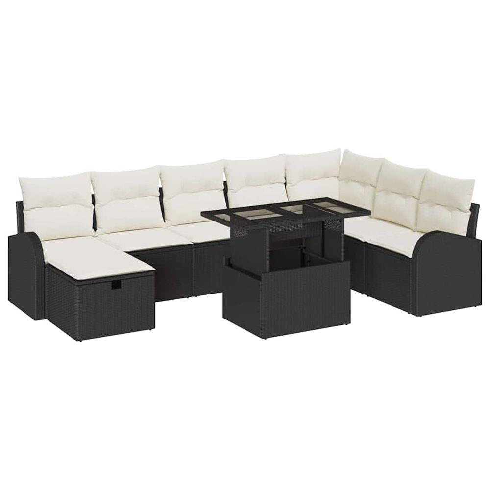 Ensemble de canapé de jardin 9 pc noir polyrotin