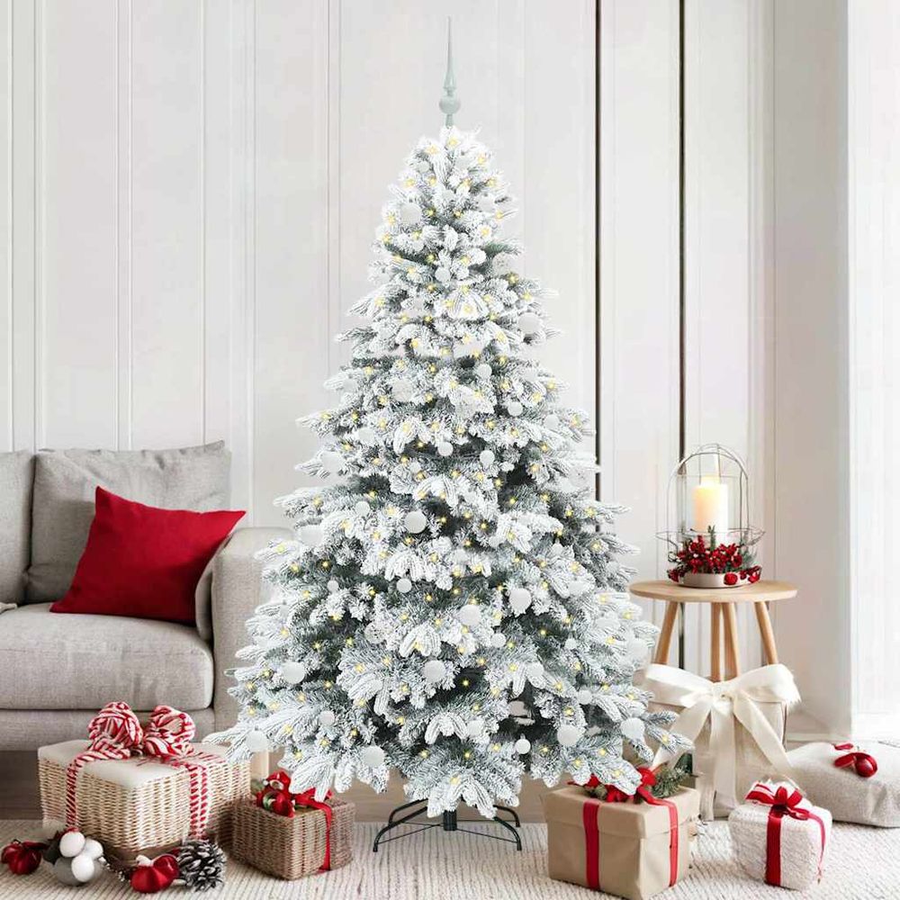 Grand sapin de noël artificiel 180 cm, kit complet avec 300 led et 120 boules