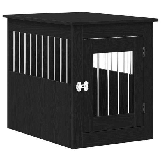 Meuble pour cage à chien en chêne noir 55 x 75 x 65 cm en bois d'ingénierie