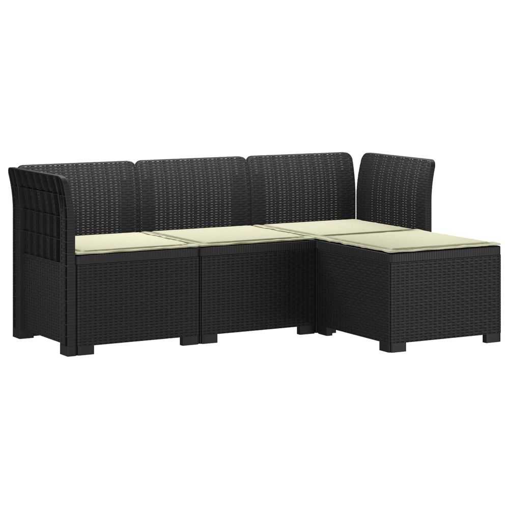 Canapé de jardin 4 places avec coussins style rotin pp