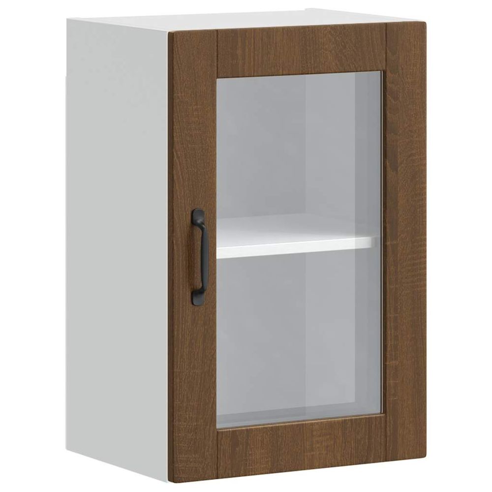 Armoire murale de cuisine et porte en verre porto chêne marron