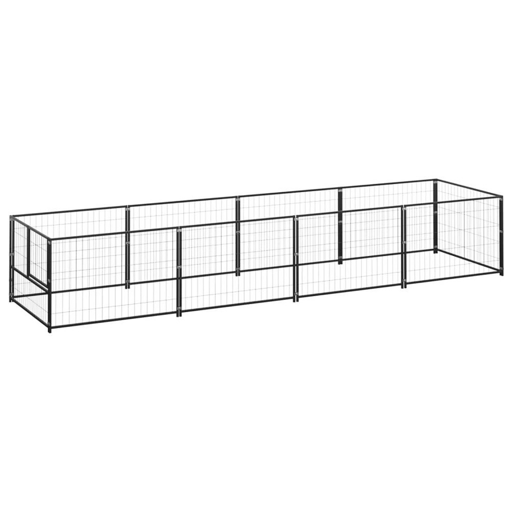Chenil extérieur cage enclos parc animaux chien noir 4 m² acier