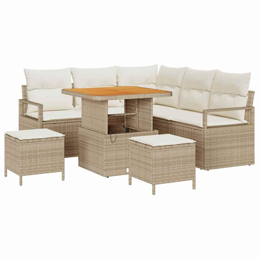 Ensemble de canapé de jardin 8 pc beige polyrotin