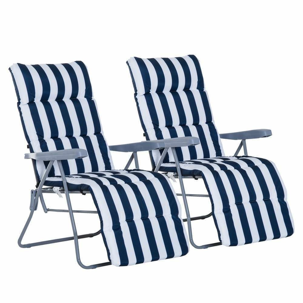 Lot de 2 chaises longues pliables bleu blaâŠ
