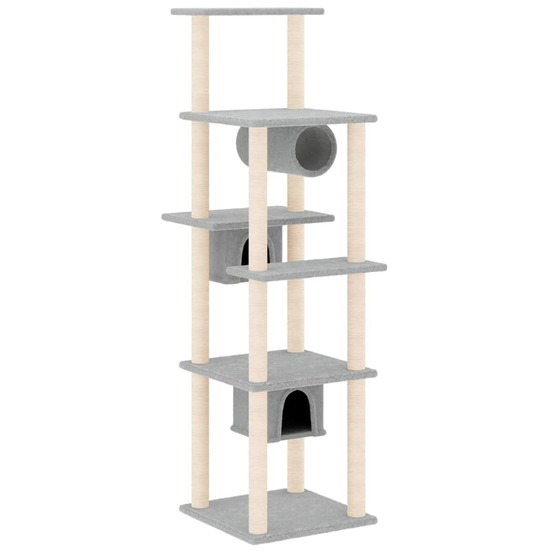 Arbre à chat meuble tour grimper jouet grattage grattoir escalade plateforme avec griffoirs en sisal clair 169 cm gris 02_002