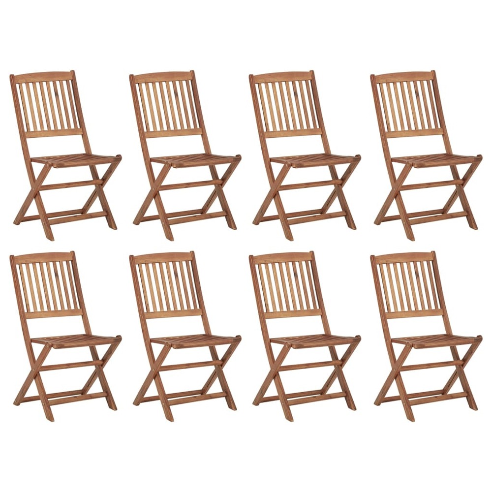 Chaises pliables d'extérieur et coussins lot de 8 bois d'acacia