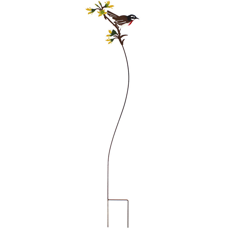 Tuteur jardin oiseau jaune 20x93cm