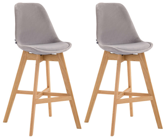 Lot de 2 tabourets de bar cannes velours naturel